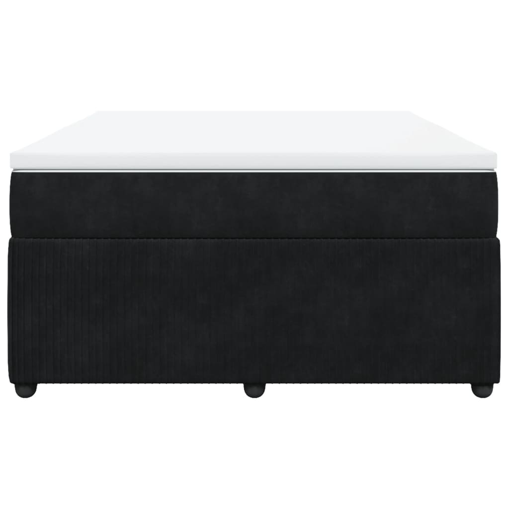 Box Spring Bed with Mattress Black Queen Velvet