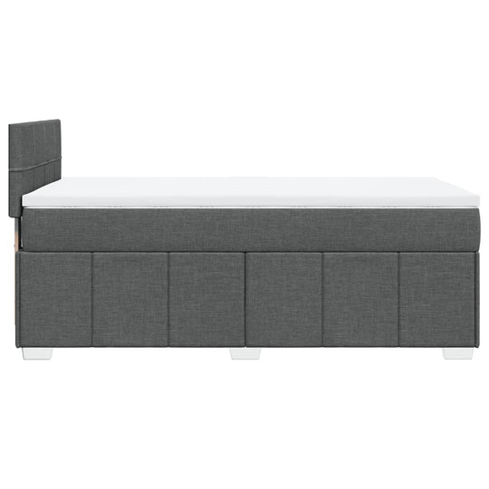 Affordable dark grey king single box spring bed with fabric mattress, offering quality, DIY assembly, and luxe comfort.