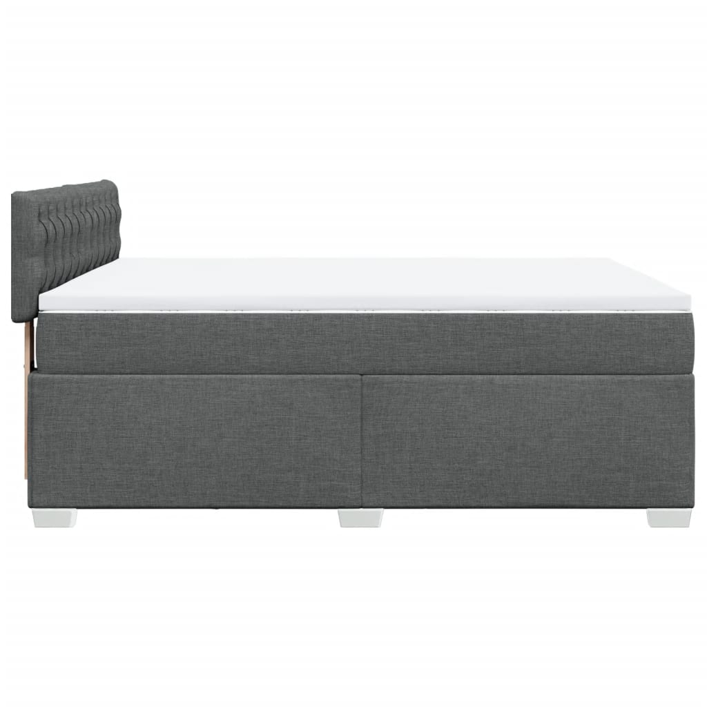 Box Spring Bed with Mattress Dark Grey Queen Fabric