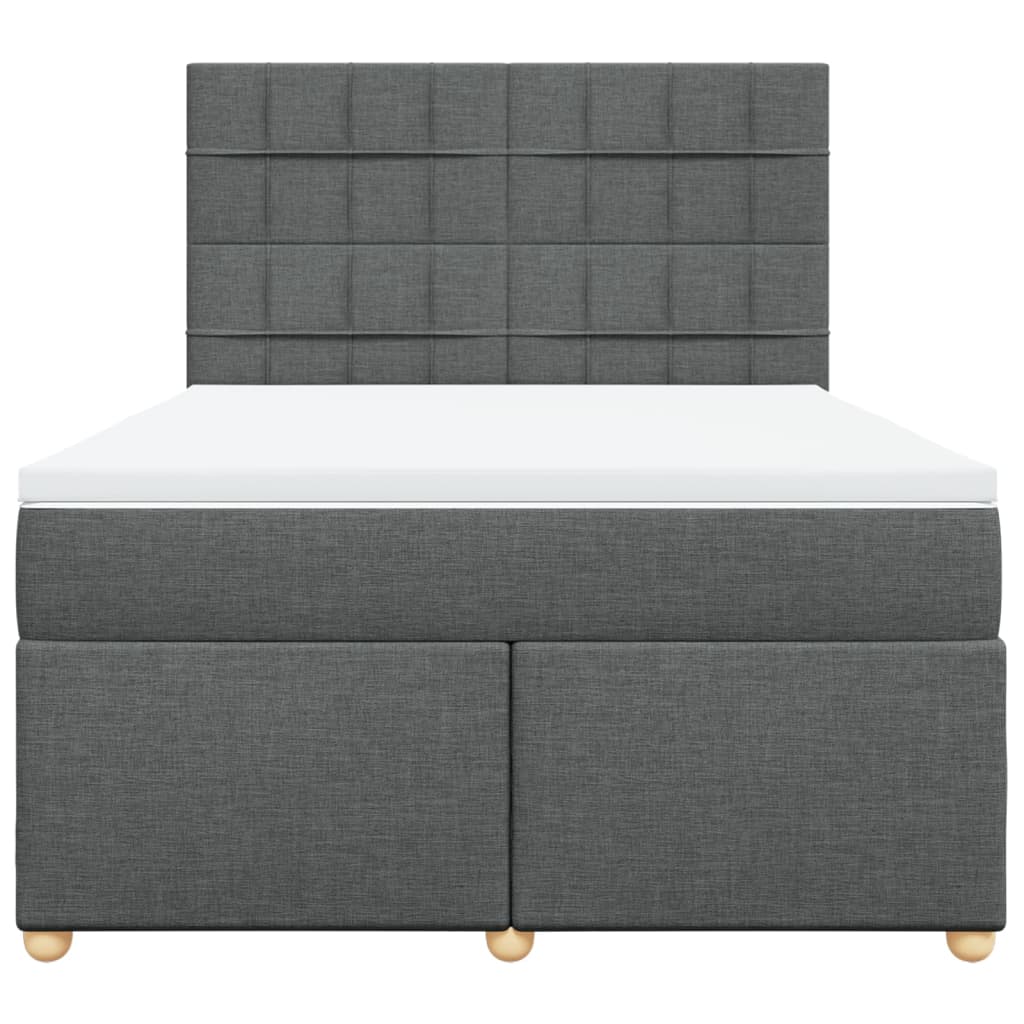 Affordable dark grey queen box spring bed with mattress, featuring a luxe DIY design and quality polyester fabric.