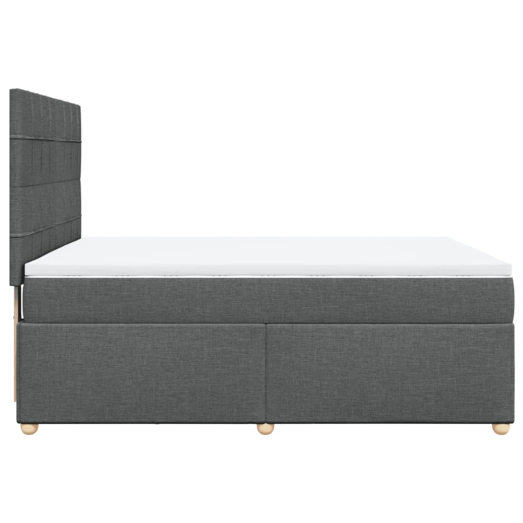 Affordable dark grey box spring bed with mattress, queen size, DIY luxe design, quality polyester fabric for restful sleep.