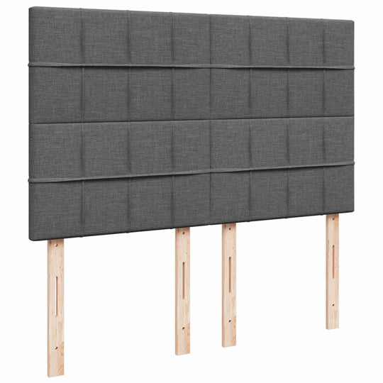 Dark grey queen size fabric headboard with wooden legs, DIY assembly, affordable and quality bedroom furniture.