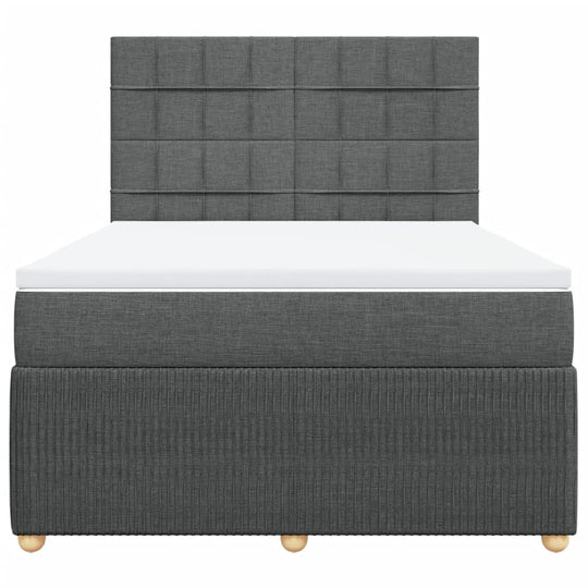 Affordable dark grey queen box spring bed with quality pocket spring mattress, DIY setup, and luxe polyester fabric upholstery.