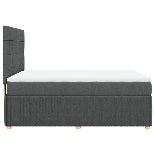 Affordable dark grey queen box spring bed with mattress, showcasing quality fabric and pocket spring support for DIY luxe comfort.