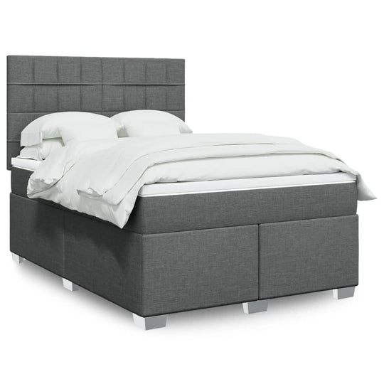 Affordable dark grey queen box spring bed with mattress, quality and luxe DIY setup for ultimate comfort and support.