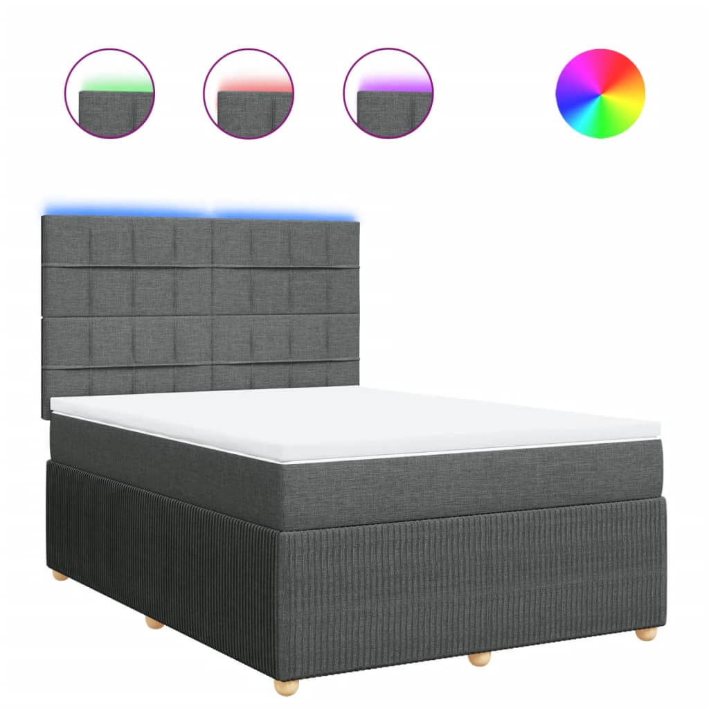 Affordable dark grey queen box spring bed with quality mattress, DIY setup, luxe design, and color options for a restful sleep.