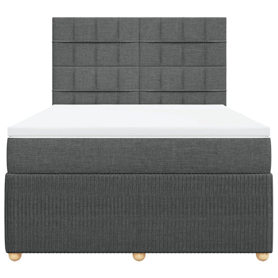 Affordable dark grey queen box spring bed with quality pocket spring mattress and luxe polyester fabric, DIY assembly.