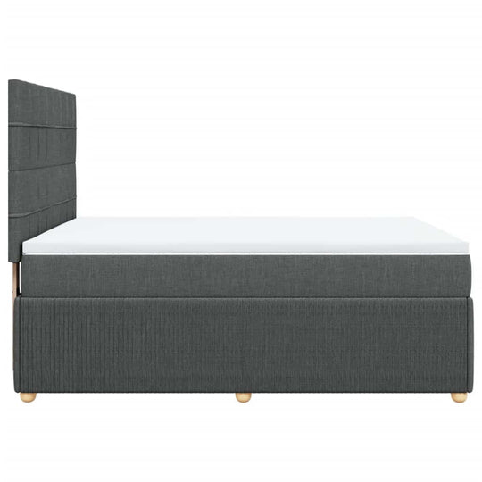 Affordable dark grey queen box spring bed with luxe fabric and quality pocket spring mattress, perfect for DIY setup.