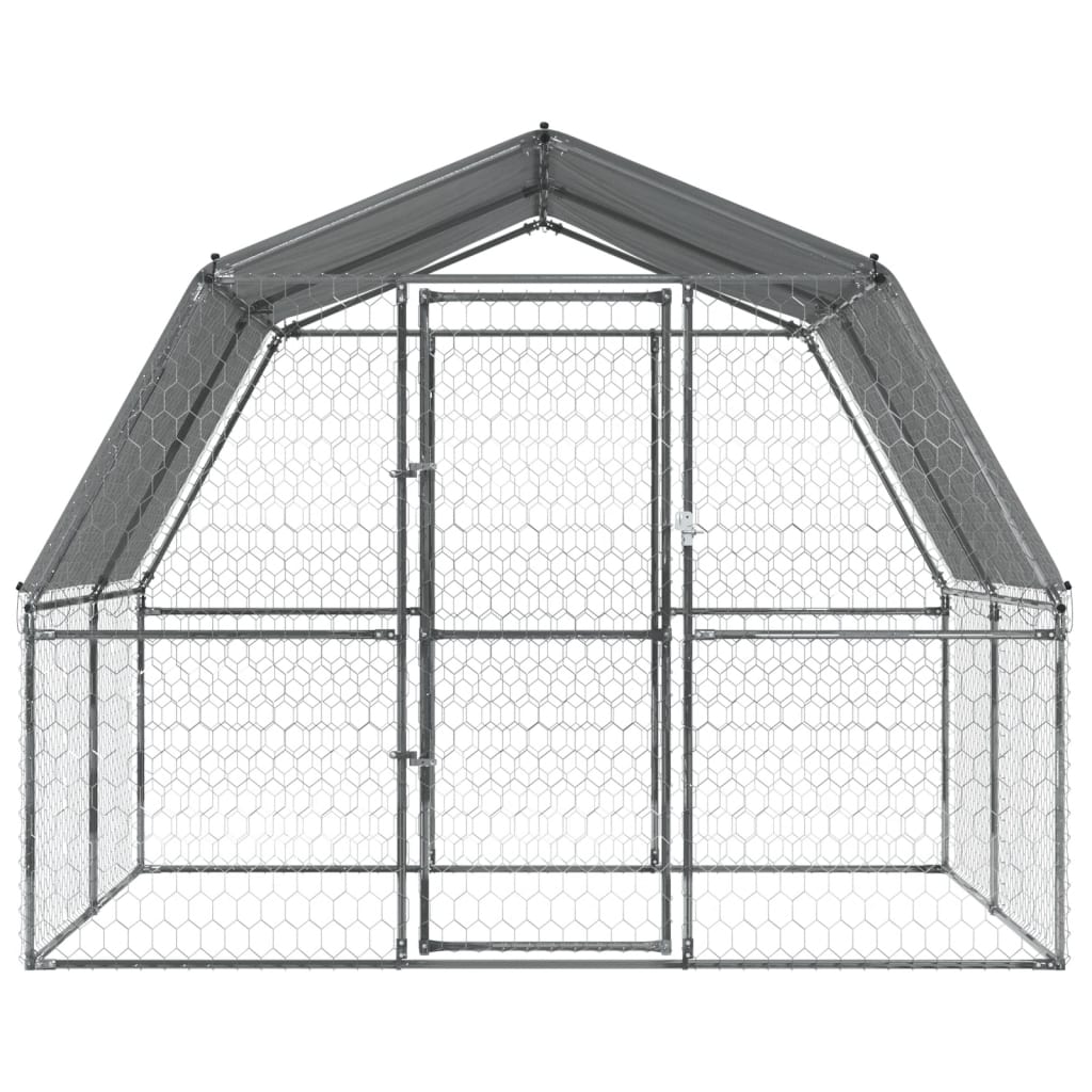 Dog Cage with Roof and Door Silver Galvanised Steel