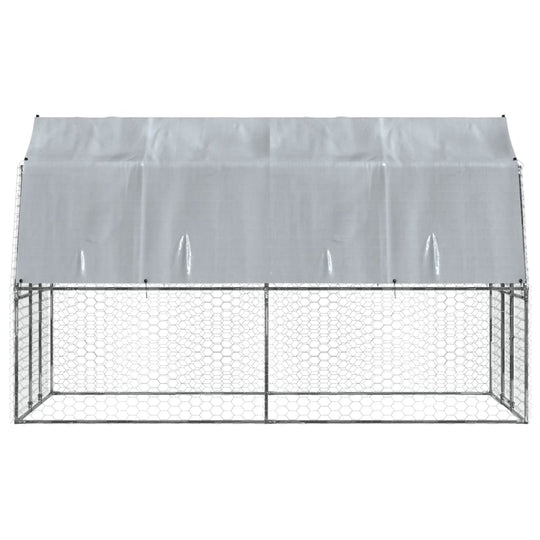 Dog Cage with Roof and Door Silver Galvanised Steel