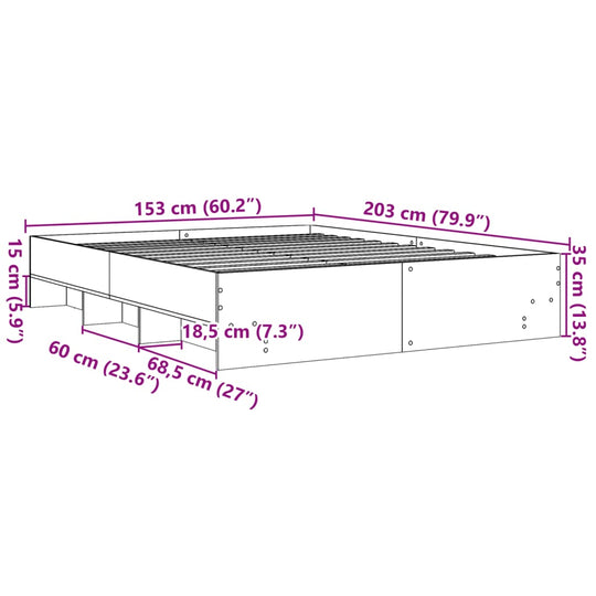 Bed Frame without Mattress Sonoma Oak 150x200 cm Engineered Wood