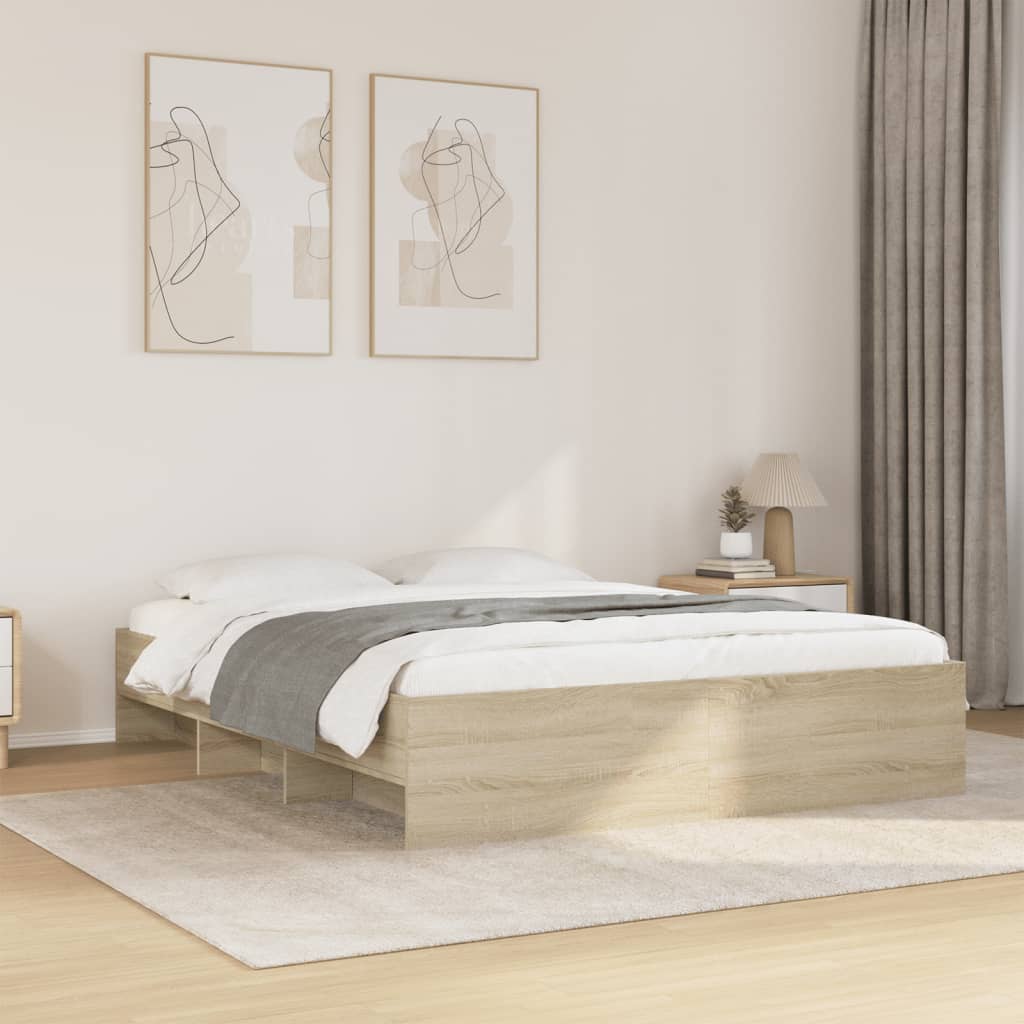 Bed Frame without Mattress Sonoma Oak 150x200 cm Engineered Wood