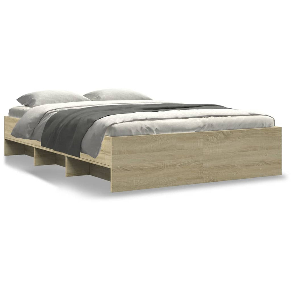 Bed Frame without Mattress Sonoma Oak 135x190 cm Engineered Wood