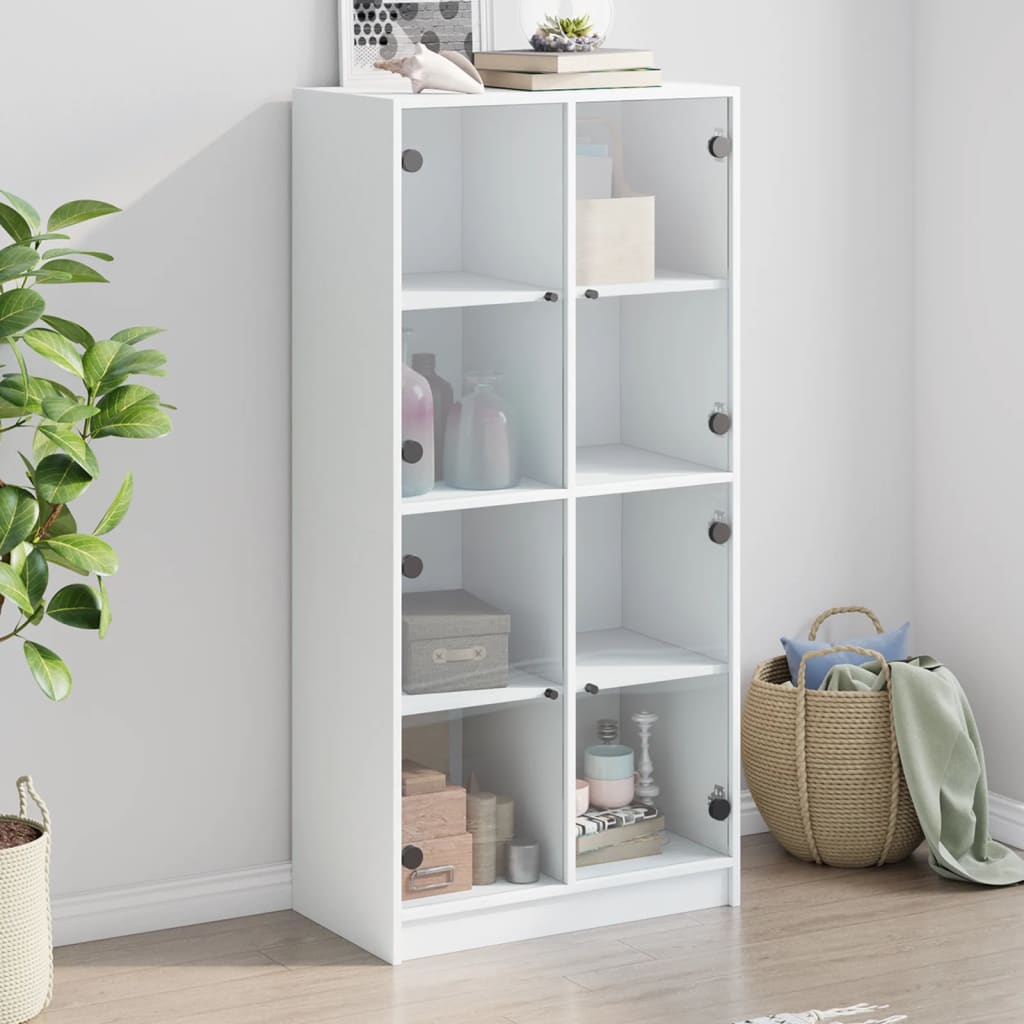 Highboard With Doors White 68X37X142 Cm Engineered Wood