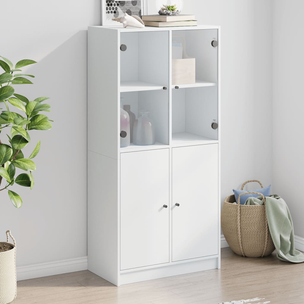 Highboard With Doors White 68X37X142 Cm Engineered Wood