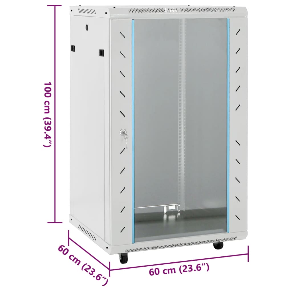 18U Network Cabinet 19&quot; IP20 Grey 60x60x100 cm