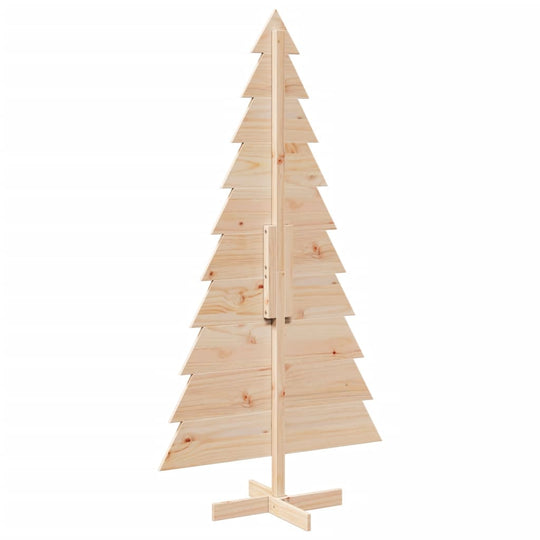 Affordable quality wooden Christmas tree for decoration, 180 cm solid pine wood, rustic charm with natural knots and cracks.