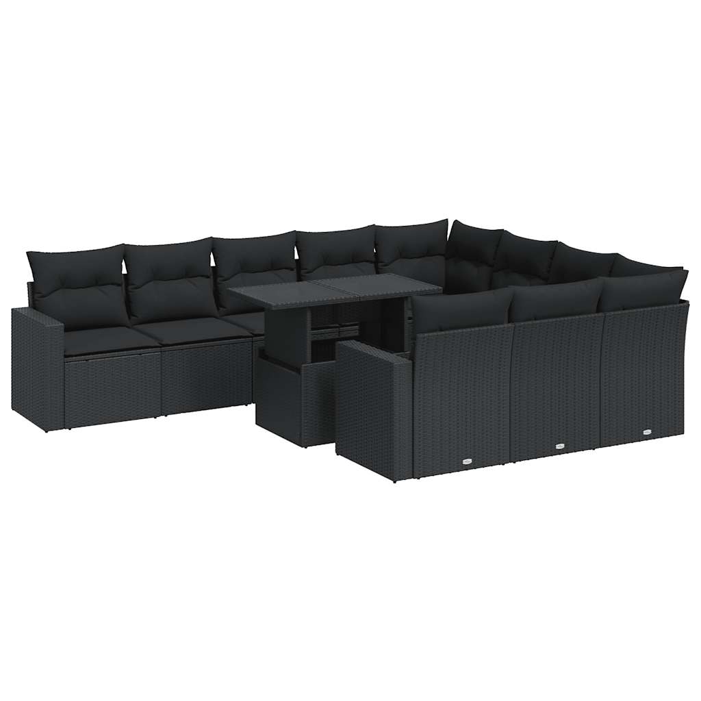 Affordable black poly rattan garden sofa set with cushions, ideal for luxurious outdoor DIY spaces, providing quality and comfort.