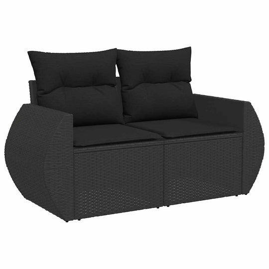 Affordable black poly rattan garden sofa set with cushions, perfect for quality outdoor relaxation and DIY luxe patio decor.