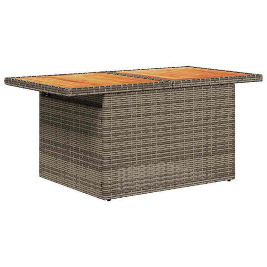 11 Piece Garden Sofa Set table with acacia wood top and grey poly rattan base, ideal for outdoor relaxation and entertainment.