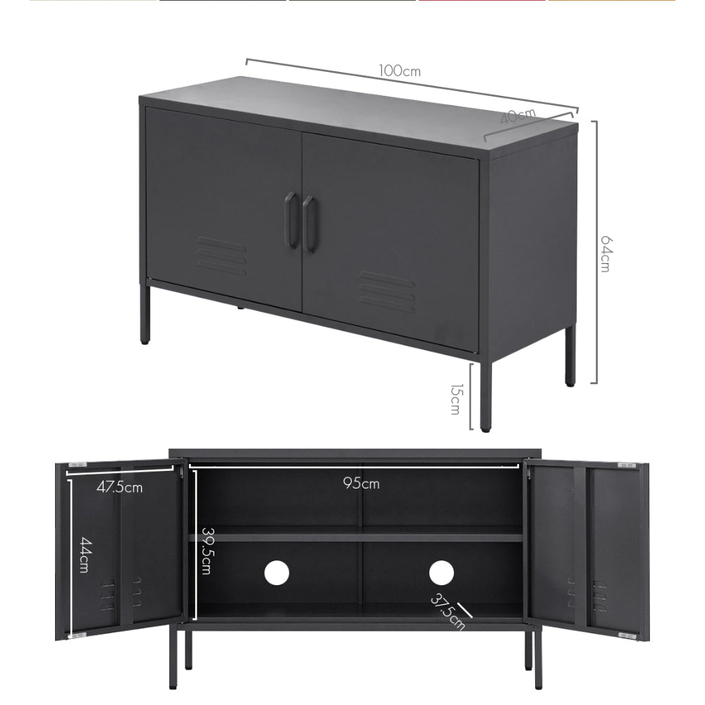 Artiss Buffet Sideboard Metal Cabinet - BASE Charcoal