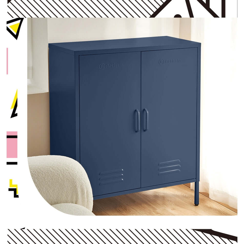 ArtissIn SWEETHEART Blue Buffet Sideboard Metal Cabinet in modern room