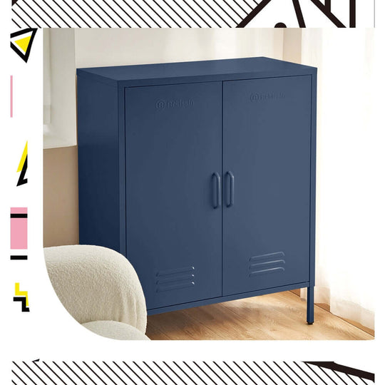 ArtissIn SWEETHEART Blue Buffet Sideboard Metal Cabinet in modern room