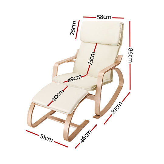 DSZ Product, feed-cond-new, feed-sl-DSZ Freight Payable, newArtiss Rocking Armchair Bentwood Frame With Foot Stool Beige - Premium Furniture > Bar Stools & Chairs > Arm Chairs & Recliners from Artiss ! Shop Online Buy Now at S & D's Value Store Family Business Best Customer ServiceDSZ Product, feed-cond-new, feed-sl-DSZ Freight Payable, new