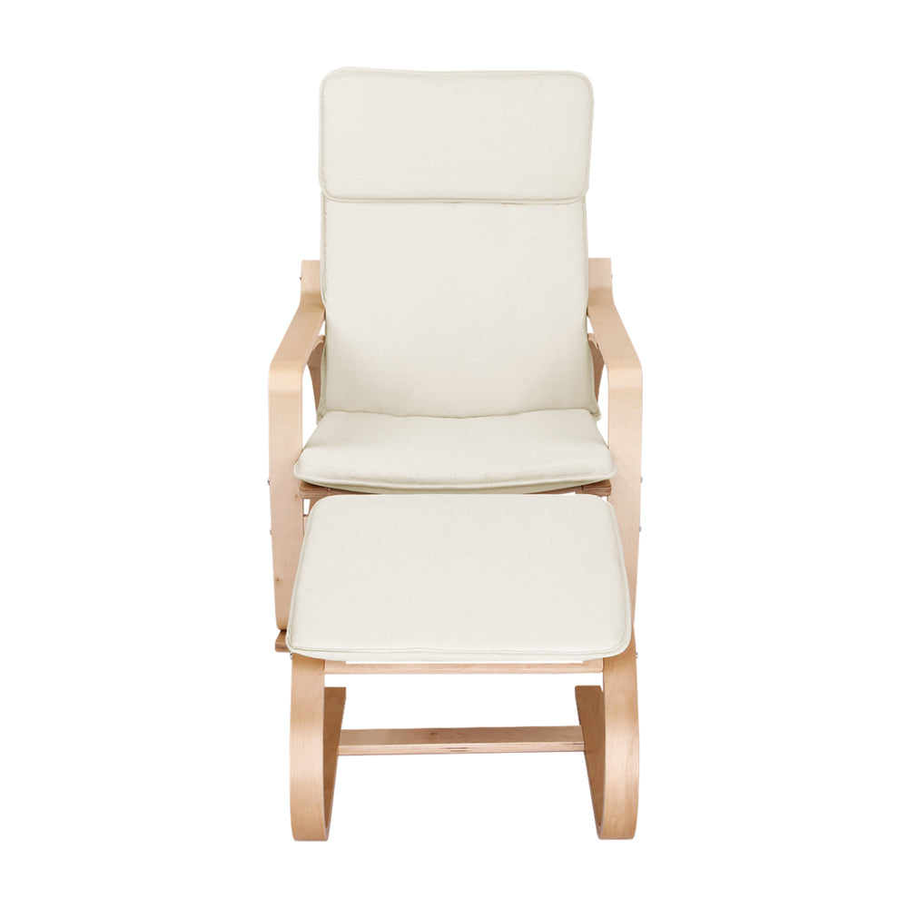 DSZ Product, feed-cond-new, feed-sl-DSZ Freight Payable, newArtiss Rocking Armchair Bentwood Frame With Foot Stool Beige - Premium Furniture > Bar Stools & Chairs > Arm Chairs & Recliners from Artiss ! Shop Online Buy Now at S & D's Value Store Family Business Best Customer ServiceDSZ Product, feed-cond-new, feed-sl-DSZ Freight Payable, new