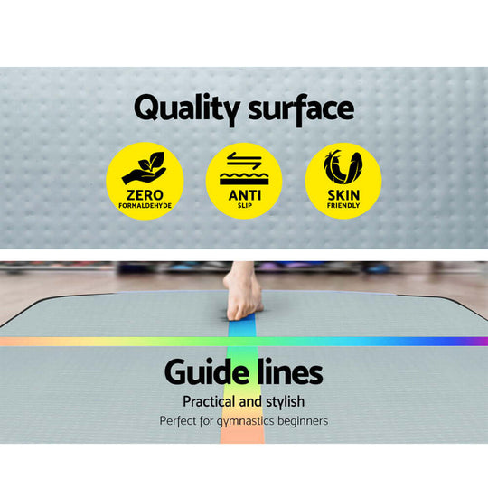 Quality surface features of Everfit Air Track Mat, showcasing anti-slip, skin-friendly, and zero formaldehyde benefits.