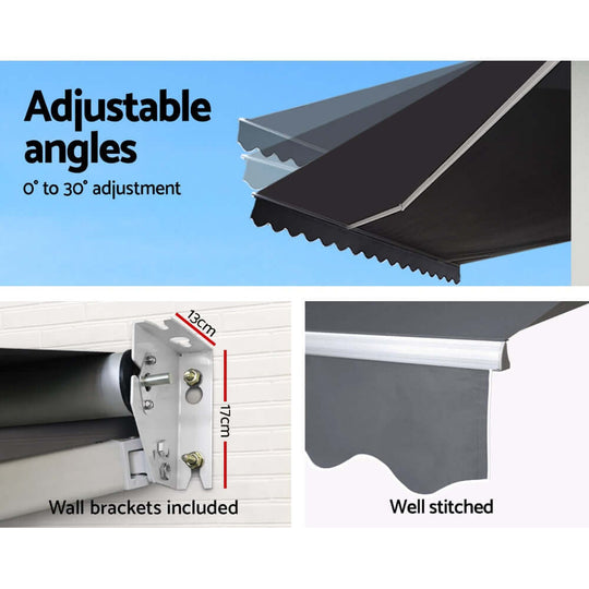 DSZ Product, feed-cond-new, feed-sl-DSZ Freight Payable, newInstahut Retractable Folding Arm Awning Manual Sunshade 2.5M X 2M Grey - Premium Home & Garden > Shading > Awnings from Instahut ! Shop Online Buy Now at S & D's Value Store Family Business Best Customer ServiceDSZ Product, feed-cond-new, feed-sl-DSZ Freight Payable, new