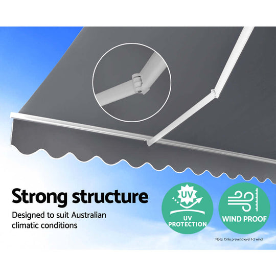 DSZ Product, feed-cond-new, feed-sl-DSZ Freight Payable, newInstahut Retractable Folding Arm Awning Manual Sunshade 4M X 3M Pearl Grey - Premium Home & Garden > Shading > Awnings from Instahut ! Shop Online Buy Now at S & D's Value Store Family Business Best Customer ServiceDSZ Product, feed-cond-new, feed-sl-DSZ Freight Payable, new