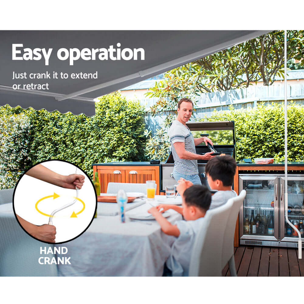 DSZ Product, feed-cond-new, feed-sl-DSZ Freight Payable, newInstahut Retractable Folding Arm Awning Manual Sunshade 4M X 3M Pearl Grey - Premium Home & Garden > Shading > Awnings from Instahut ! Shop Online Buy Now at S & D's Value Store Family Business Best Customer ServiceDSZ Product, feed-cond-new, feed-sl-DSZ Freight Payable, new