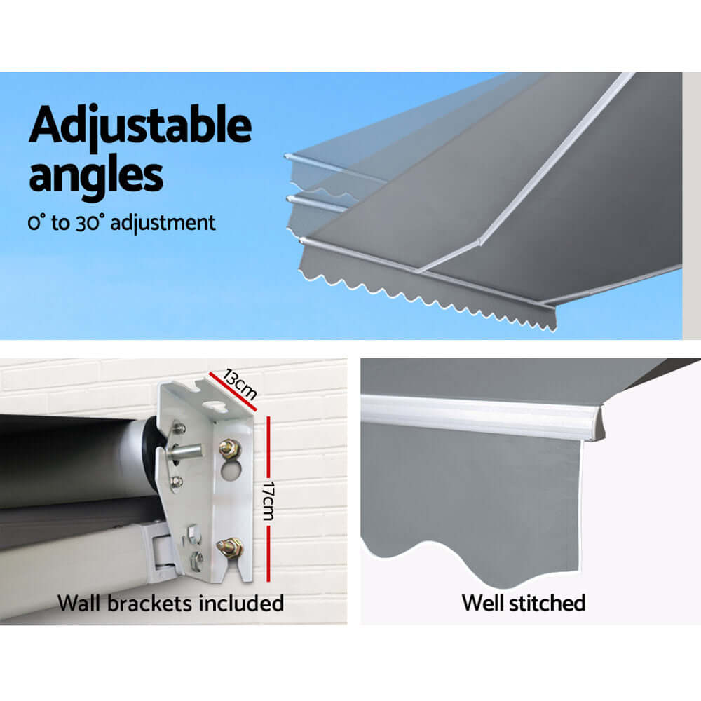 DSZ Product, feed-cond-new, feed-sl-DSZ Freight Payable, newInstahut Retractable Folding Arm Awning Manual Sunshade 4M X 3M Pearl Grey - Premium Home & Garden > Shading > Awnings from Instahut ! Shop Online Buy Now at S & D's Value Store Family Business Best Customer ServiceDSZ Product, feed-cond-new, feed-sl-DSZ Freight Payable, new