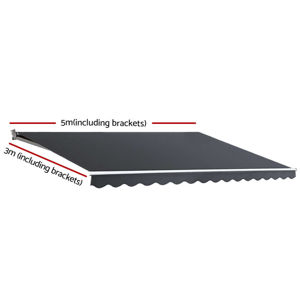 DSZ Product, feed-cond-new, feed-sl-DSZ Freight Payable, newInstahut Retractable Folding Arm Awning Manual Sunshade 5M X 3M Grey - Premium Home & Garden > Shading > Awnings from Instahut ! Shop Online Buy Now at S & D's Value Store Family Business Best Customer ServiceDSZ Product, feed-cond-new, feed-sl-DSZ Freight Payable, new