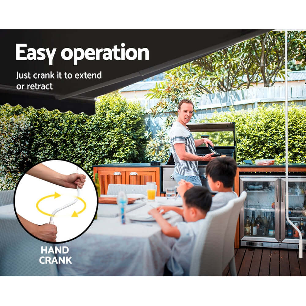 DSZ Product, feed-cond-new, feed-sl-DSZ Freight Payable, newInstahut Retractable Folding Arm Awning Manual Sunshade 5M X 3M Grey - Premium Home & Garden > Shading > Awnings from Instahut ! Shop Online Buy Now at S & D's Value Store Family Business Best Customer ServiceDSZ Product, feed-cond-new, feed-sl-DSZ Freight Payable, new