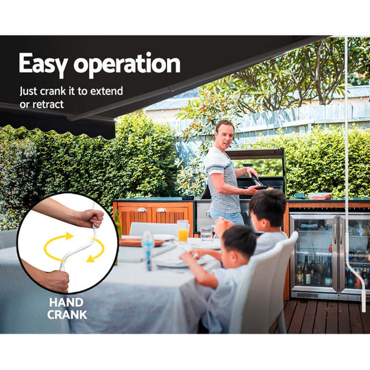 DSZ Product, feed-cond-new, feed-sl-DSZ Freight Payable, newInstahut Retractable Folding Arm Awning Manual Sunshade 5M X 3M Grey - Premium Home & Garden > Shading > Awnings from Instahut ! Shop Online Buy Now at S & D's Value Store Family Business Best Customer ServiceDSZ Product, feed-cond-new, feed-sl-DSZ Freight Payable, new