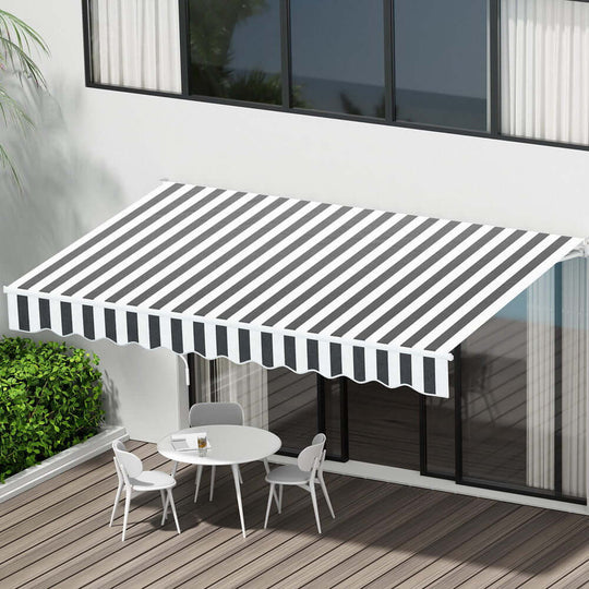 DSZ Product, feed-cond-new, feed-sl-DSZ Freight Payable, newInstahut Retractable Folding Arm Awning Motorised Sunshade 3M X 2.5M Grey White - Premium Home & Garden > Shading > Awnings from Instahut ! Shop Online Buy Now at S & D's Value Store Family Business Best Customer ServiceDSZ Product, feed-cond-new, feed-sl-DSZ Freight Payable, new