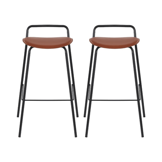 2x Artiss Bar Stools Kitchen Counter Stools Metal Brown