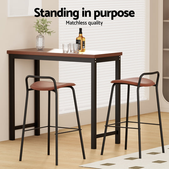 2x Artiss Bar Stools Kitchen Counter Stools Metal Brown