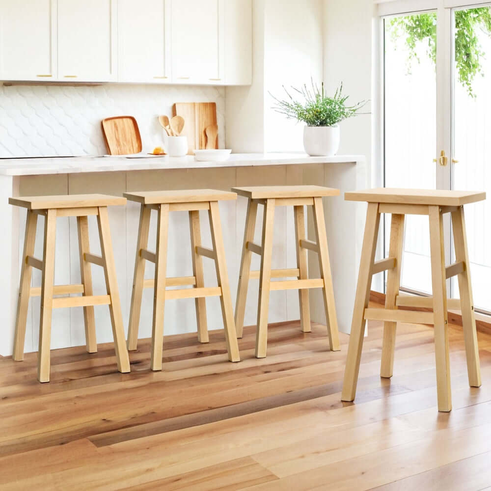 Artiss wooden bar stools in modern kitchen setting, offering affordable and quality seating for DIY home decor.