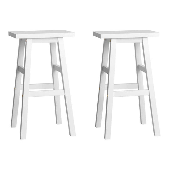 Artiss Bar Stools Kitchen Counter Stools Wooden Chairs White x2