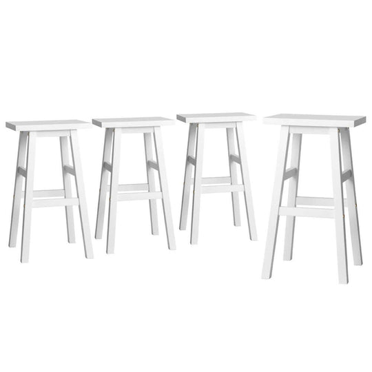 Set of 4 white wooden bar stools, sturdy and stylish, perfect for kitchen or bar counter, affordable quality furniture.