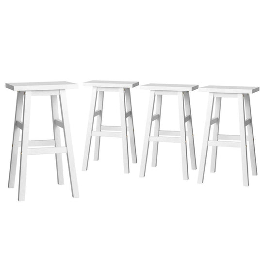 Artiss 4x white wooden bar stools, affordable and sturdy for kitchen or bar counter, perfect for DIY decor.