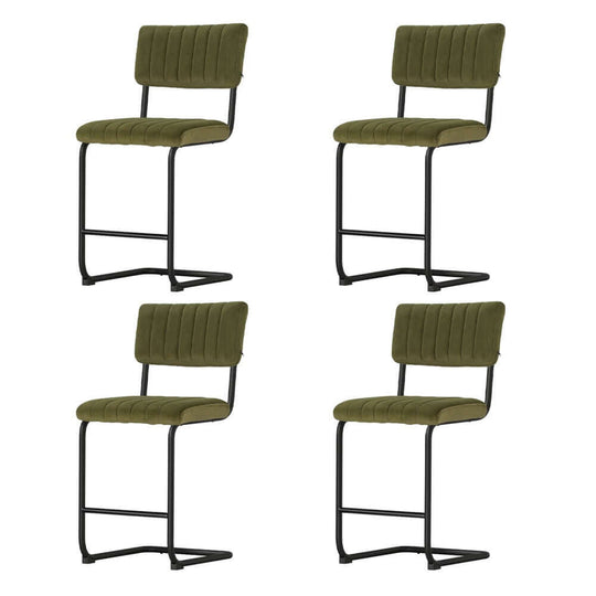 Set of 4 Artiss green velvet bar stools with modern steel frames, ideal for stylish home bars and kitchens.