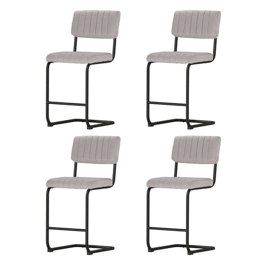 Set of 4 Artiss velvet bar stools in grey with modern black steel frames, perfect for DIY kitchen or home bar.