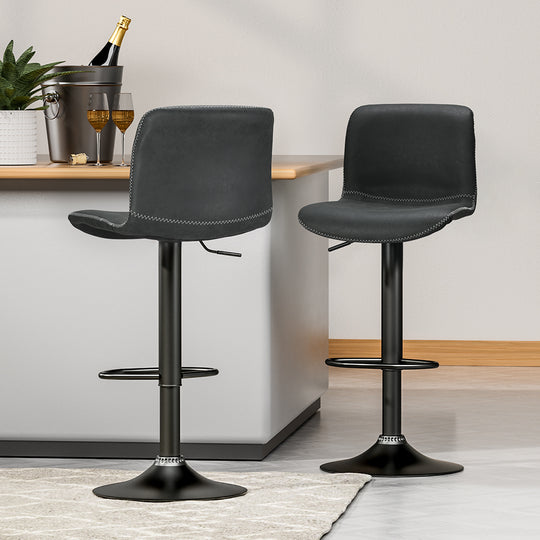 Artiss 2 X  Bar Stools Kitchen Swivel Bar Stool Gas Lift Chairs Barstools Black