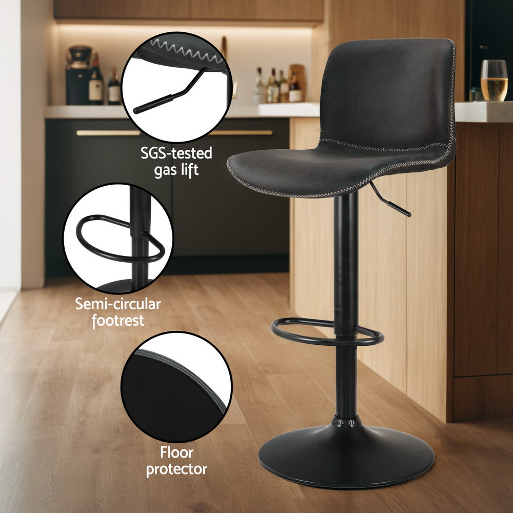 Artiss 2 X  Bar Stools Kitchen Swivel Bar Stool Gas Lift Chairs Barstools Black