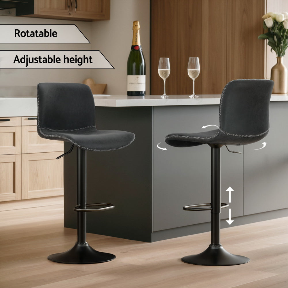 Artiss 2 X  Bar Stools Kitchen Swivel Bar Stool Gas Lift Chairs Barstools Black