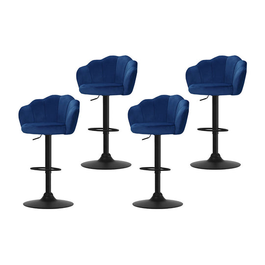 Artiss blue velvet bar stools with gas lift, clam shell design, stylish and affordable for any home decor.